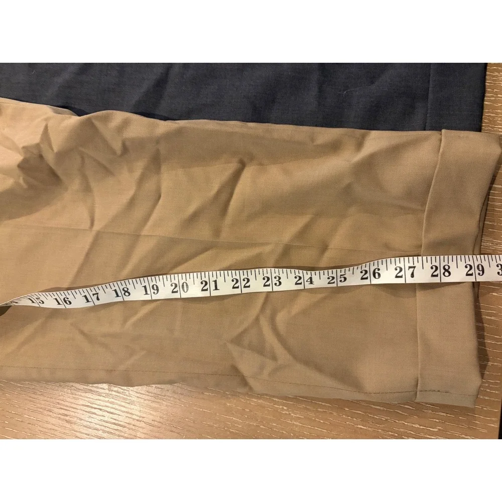 Ballin Classics Comfort EZE Super 120s Wool Pleated Cuff Tan Dress Pants 36/29